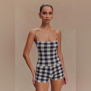 Knit Set in Navy Gingham